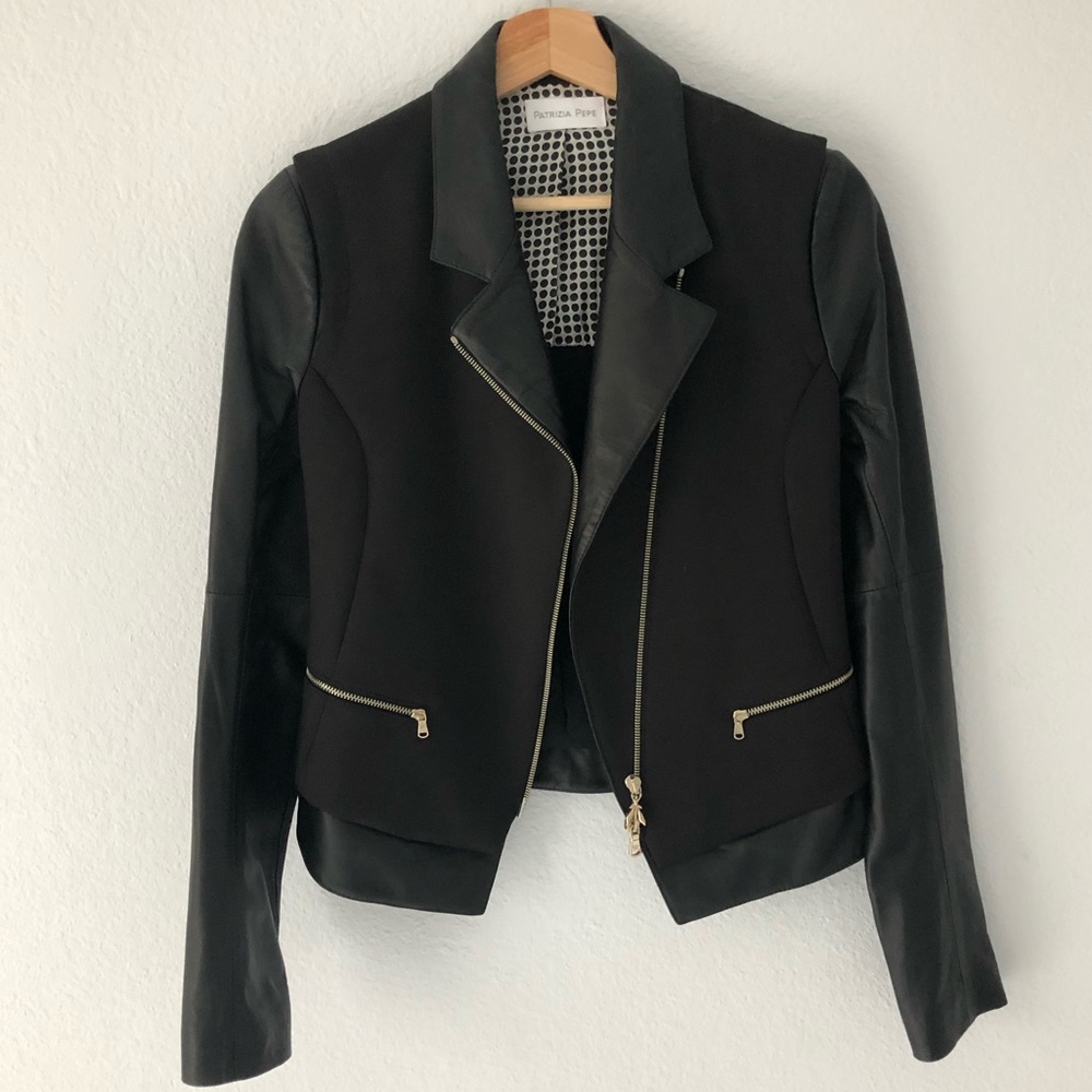 Patrizia Pepe Black Leather Jacket
